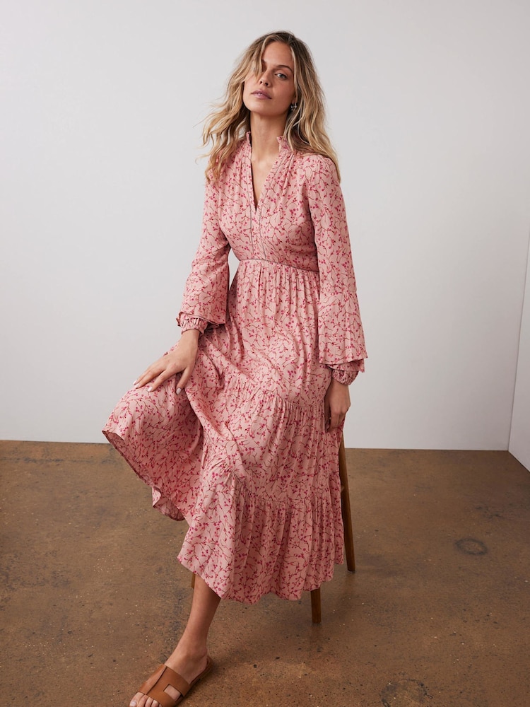 Mint Velvet Pink Floral Print Maxi Dress - Image 2 of 8 Mint Velvet Pink Floral Print Maxi Dress - Image 2 of 8