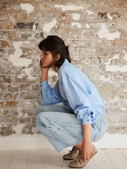 Mint Velvet Blue Relaxed 100% Cotton Tapered Jeans - Image 4 of 8