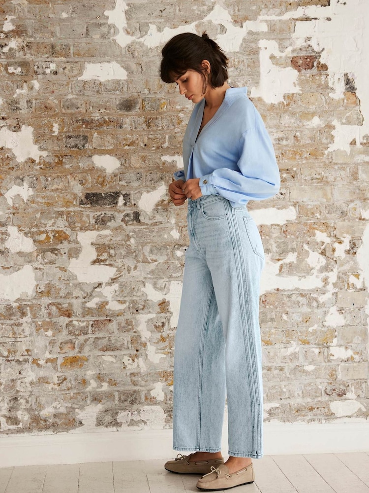 Mint Velvet Blue Relaxed 100% Cotton Tapered Jeans - Image 5 of 8