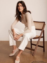 Mint Velvet Cream Ribbed Polo Knit Top - Image 4 of 7