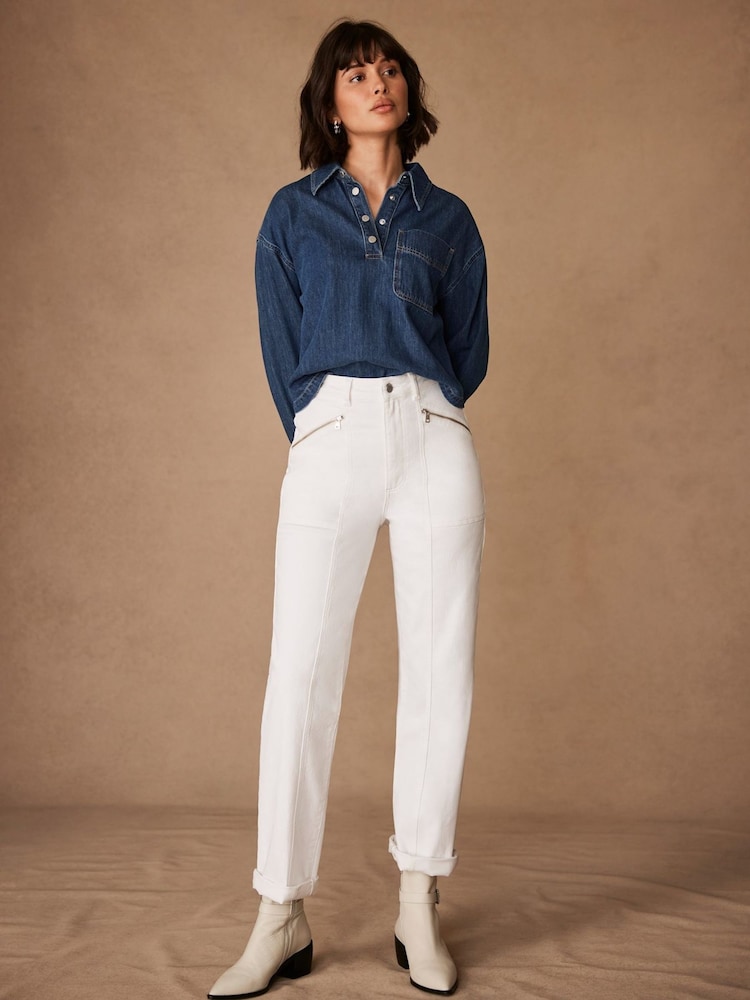 Mint Velvet White Slim Zip Detail Jeans - Image 2 of 8 Mint Velvet White Slim Zip Detail Jeans - Image 2 of 8