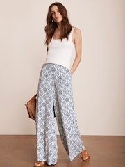 Mint Velvet Cream Geo Print Wide Trousers - Image 3 of 8