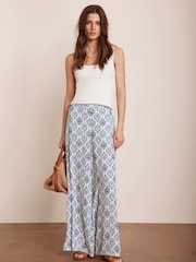 Mint Velvet Cream Geo Print Wide Trousers - Image 5 of 8