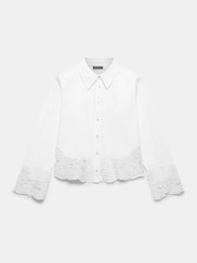 Mint Velvet White 100% Cotton Cut Out Detail Cropped Shirt - Image 6 of 8