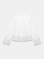 Mint Velvet White 100% Cotton Cut Out Detail Cropped Shirt - Image 7 of 8