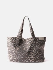 Mint Velvet Brown Leopard Print Denim Tote Bag - Image 2 of 5