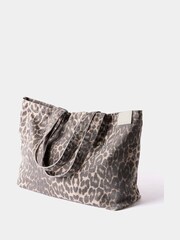 Mint Velvet Brown Leopard Print Denim Tote Bag - Image 3 of 5