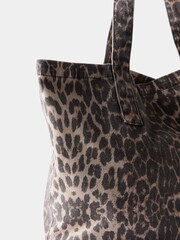 Mint Velvet Brown Leopard Print Denim Tote Bag - Image 5 of 5