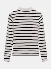 Mint Velvet Cream 100% Cotton Striped Polo Shirt - Image 6 of 7