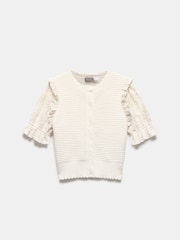 Mint Velvet White Broderie Sleeve Cardigan - Image 7 of 8