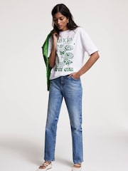 Mint Velvet Cream Oversized 100% Cotton Sunday Coffee Club T-Shirt - Image 1 of 8