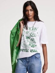 Mint Velvet Cream Oversized 100% Cotton Sunday Coffee Club T-Shirt - Image 3 of 8