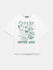 Mint Velvet Cream Oversized 100% Cotton Sunday Coffee Club T-Shirt - Image 6 of 8