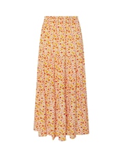 PixieGirl Petite Orange Tiered Maxi 100% Cotton Skirt - Image 5 of 5