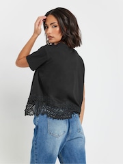Black - PixieGirl Petite Crochet Hem 100% Cotton T-Shirt - Image 3 of 5