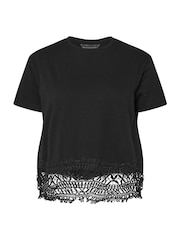 Black - PixieGirl Petite Crochet Hem 100% Cotton T-Shirt - Image 5 of 5