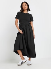 PixieGirl Petite Black Short Sleeve Woven Skirt 100% Cotton Dress - Image 1 of 4