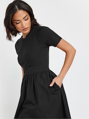 PixieGirl Petite Black Short Sleeve Woven Skirt 100% Cotton Dress - Image 2 of 4