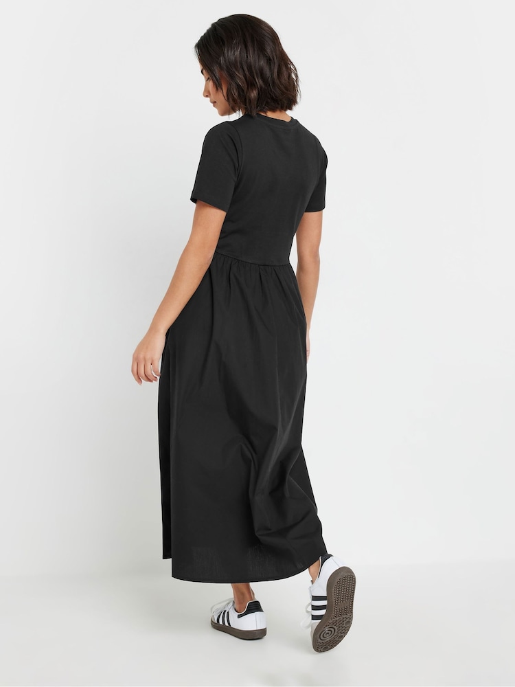 PixieGirl Petite Black Short Sleeve Woven Skirt 100% Cotton Dress - Image 3 of 4