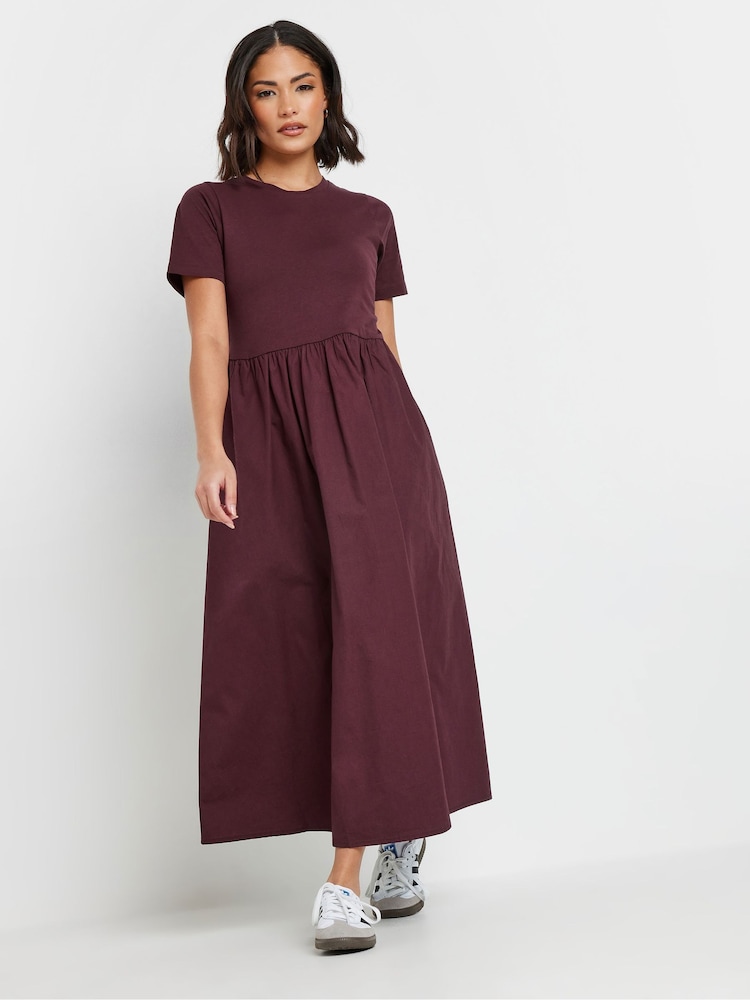 PixieGirl Petite Purple Short Sleeve Woven Skirt 100% Cotton Dress - Image 1 of 5