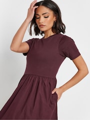 PixieGirl Petite Purple Short Sleeve Woven Skirt 100% Cotton Dress - Image 2 of 5