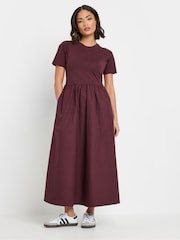 PixieGirl Petite Purple Short Sleeve Woven Skirt 100% Cotton Dress - Image 4 of 5
