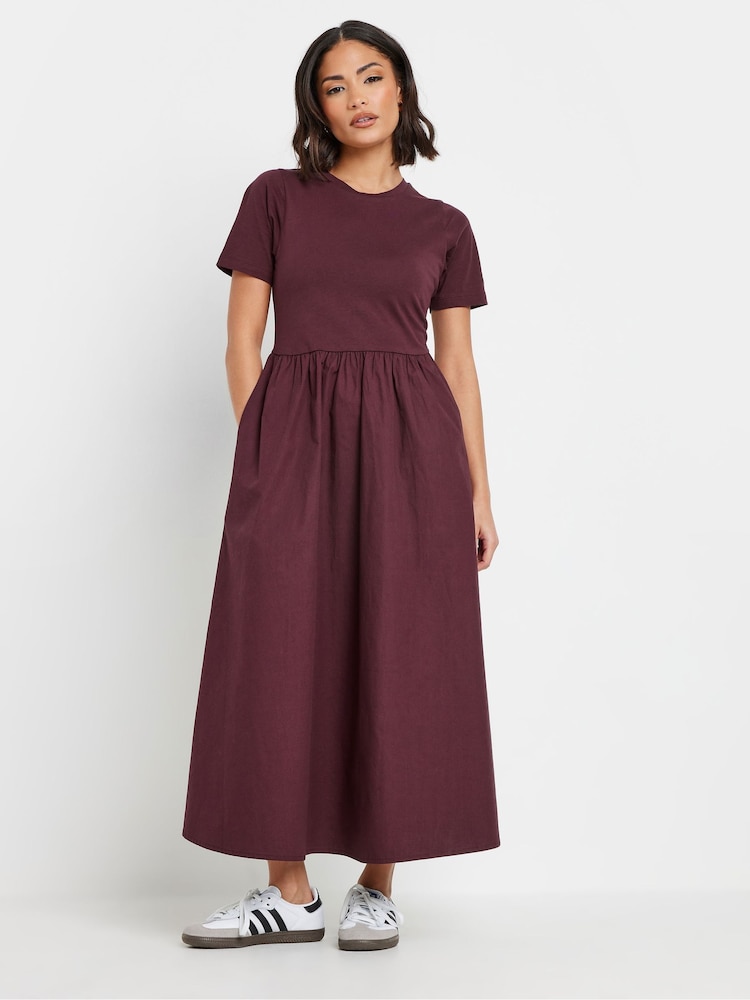 PixieGirl Petite Purple Short Sleeve Woven Skirt 100% Cotton Dress - Image 4 of 5