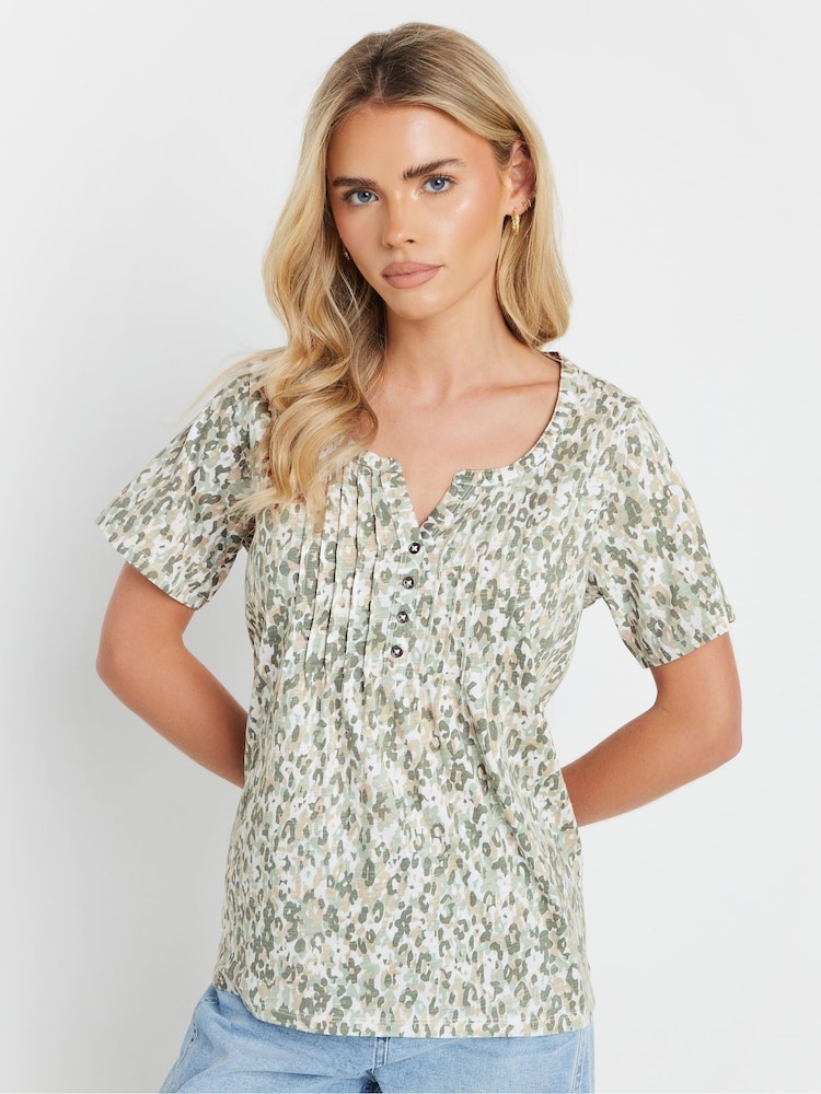 Verde - M&Co Petite Short Sleeve 100% Cotton Henley Top - Imagen 2 de 5 Verde - M&Co Petite Short Sleeve 100% Cotton Henley Top - Imagen 2 de 5