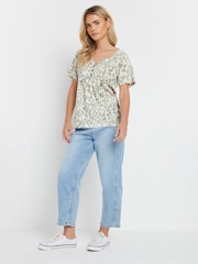 Verde - M&Co Petite Short Sleeve 100% Cotton Henley Top - Imagen 3 de 5