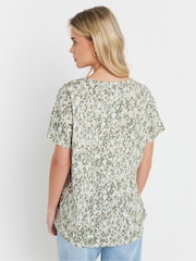 Verde - M&Co Petite Short Sleeve 100% Cotton Henley Top - Imagen 4 de 5
