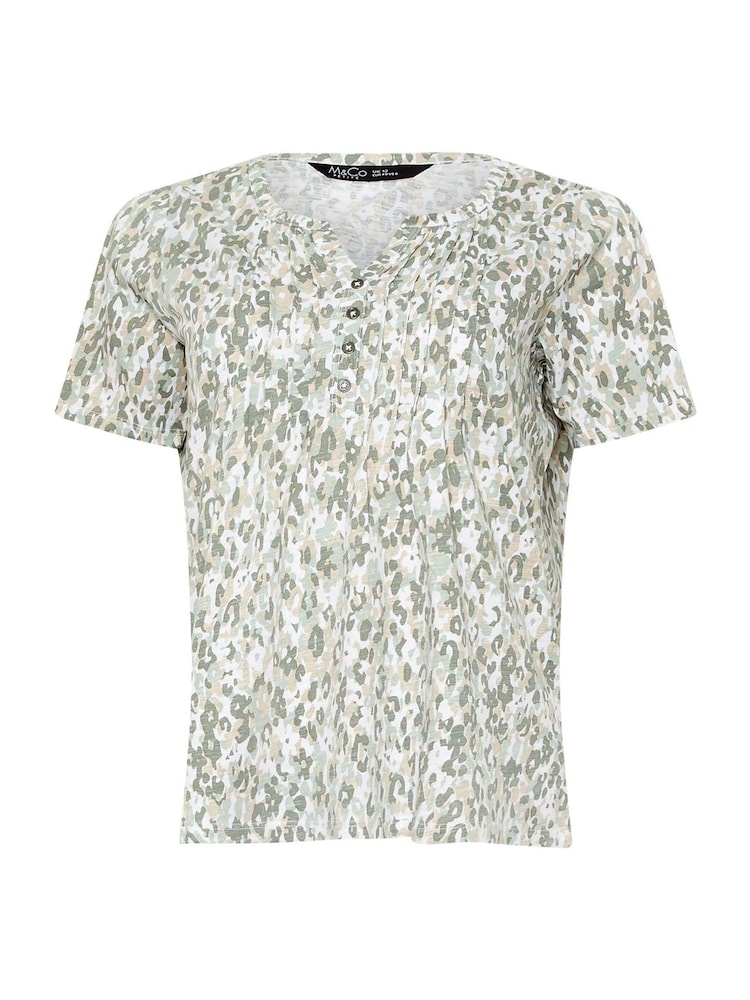 Verde - M&Co Petite Short Sleeve 100% Cotton Henley Top - Imagen 5 de 5 Verde - M&Co Petite Short Sleeve 100% Cotton Henley Top - Imagen 5 de 5