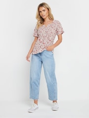 Rosa - M&Co Petite Short Sleeve 100% Cotton Henley Top - Imagen 2 de 5