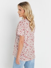 Rosa - M&Co Petite Short Sleeve 100% Cotton Henley Top - Imagen 3 de 5