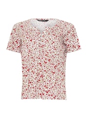 Rosa - M&Co Petite Short Sleeve 100% Cotton Henley Top - Imagen 5 de 5