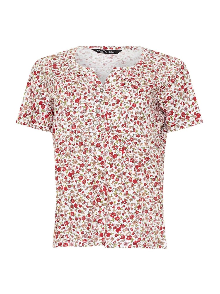 Rosa - M&Co Petite Short Sleeve 100% Cotton Henley Top - Imagen 5 de 5 Rosa - M&Co Petite Short Sleeve 100% Cotton Henley Top - Imagen 5 de 5