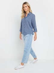 M&Co Blue Petite 100% Cotton Dobby Long Sleeve Shirt - Image 2 of 5