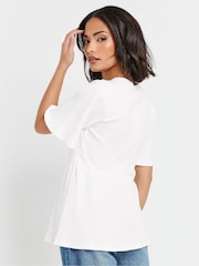PixieGirl Petite White Smock Button Ribbed Top - Image 3 of 5