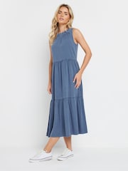 M&Co Light Blue Petite Acid Wash Tassel Detail Maxi Dress - Image 1 of 5