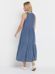 M&Co Light Blue Petite Acid Wash Tassel Detail Maxi Dress - Image 3 of 5