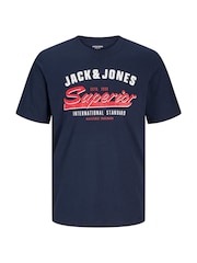 JACK & JONES Black 5 Pack Short Sleeve Printed T- Shirts - Image 3 of 5