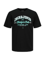 JACK & JONES Black 5 Pack Short Sleeve Printed T- Shirts - Image 4 of 5