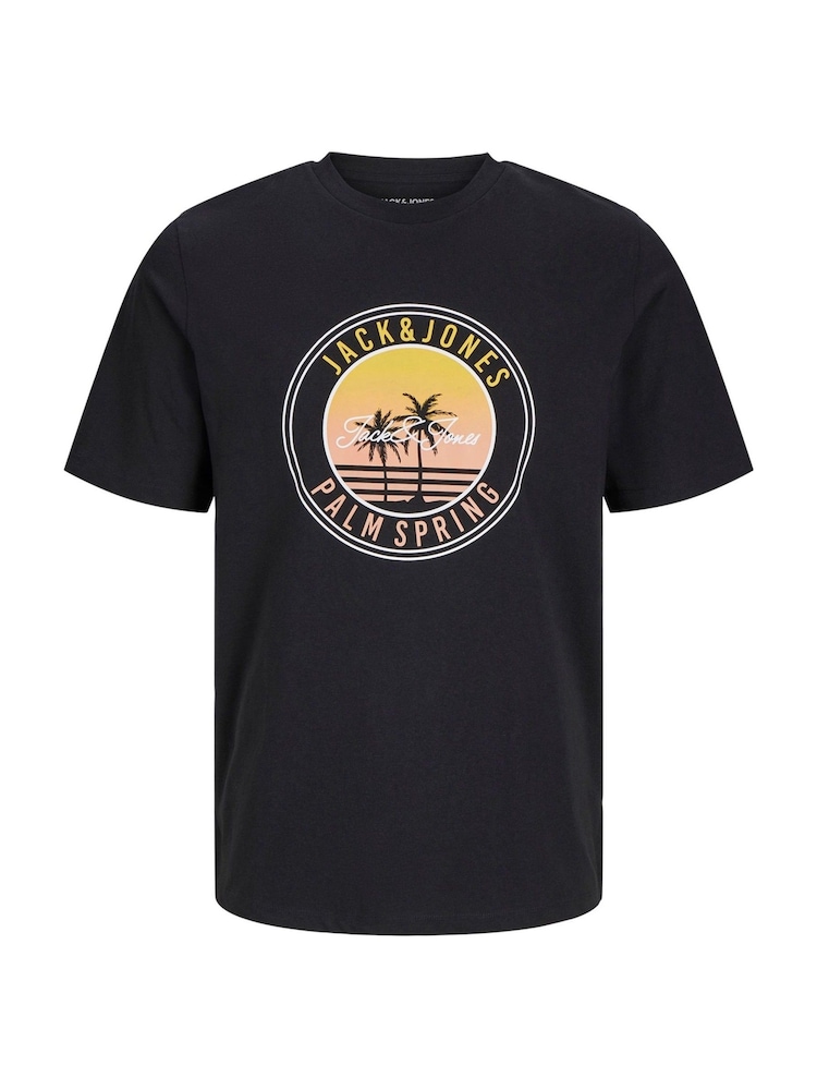JACK & JONES Black 2 Pack Short Sleeve Printed T- Shirts - Image 3 of 3