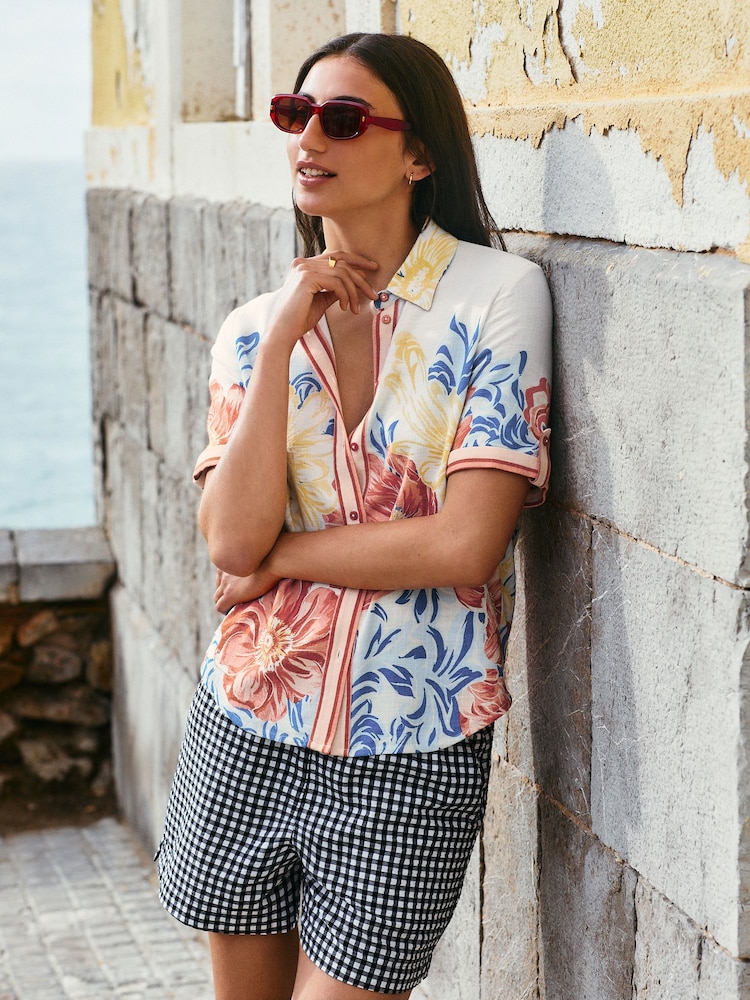 Black/White Pull On Gingham Shorts - Image 1 of 6