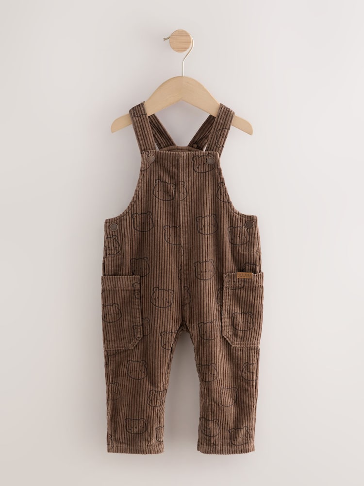 Brown Bear Print Corduroy Dungarees (3mths-7yrs) - Image 1 of 6