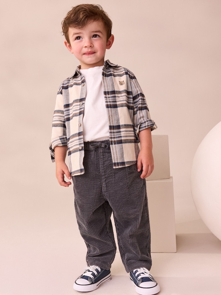 Charcoal Grey Textured Corduroy Pull On Trousers (3mths-7yrs) - Image 2 of 8 Charcoal Grey Textured Corduroy Pull On Trousers (3mths-7yrs) - Image 2 of 8