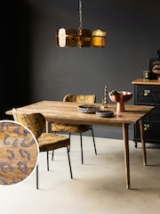 Rockett St George Mango Wood Leopard Print 6 Seater Fixed Dining Table - Image 1 of 7