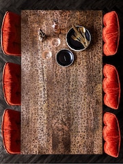 Rockett St George Mango Wood Leopard Print 6 Seater Fixed Dining Table - Image 2 of 7