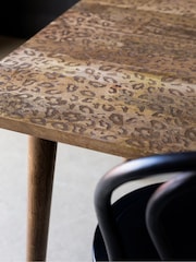 Rockett St George Mango Wood Leopard Print 6 Seater Fixed Dining Table - Image 3 of 7