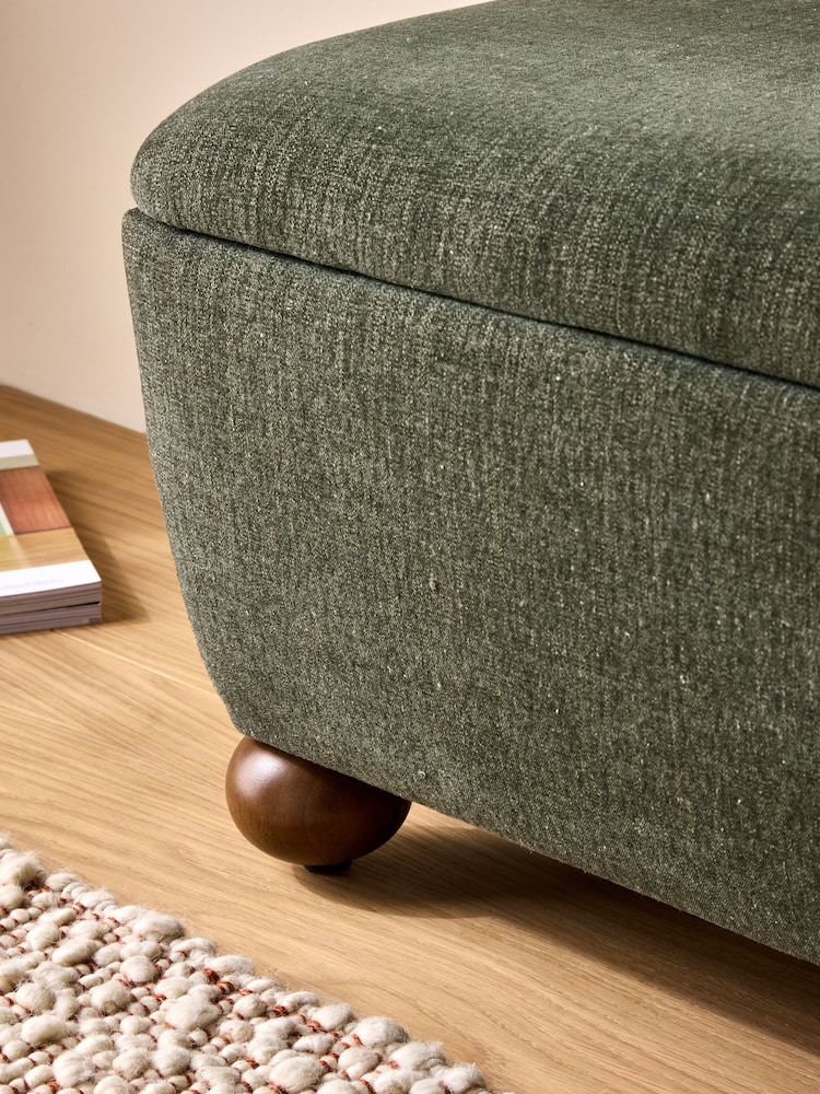 MADE.COM Forest Green Corduroy Ellio Storage Ottoman Bench - Image 2 of 4 MADE.COM Forest Green Corduroy Ellio Storage Ottoman Bench - Image 2 of 4