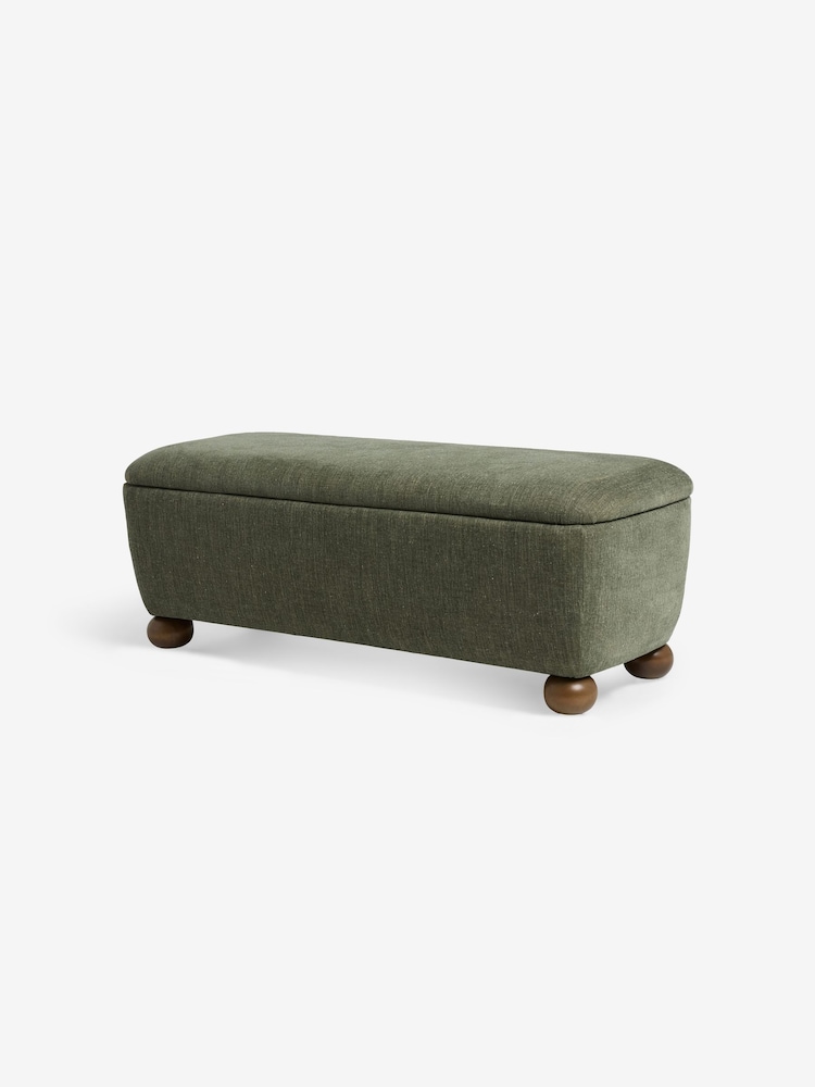 MADE.COM Forest Green Corduroy Ellio Storage Ottoman Bench - Image 4 of 4 MADE.COM Forest Green Corduroy Ellio Storage Ottoman Bench - Image 4 of 4